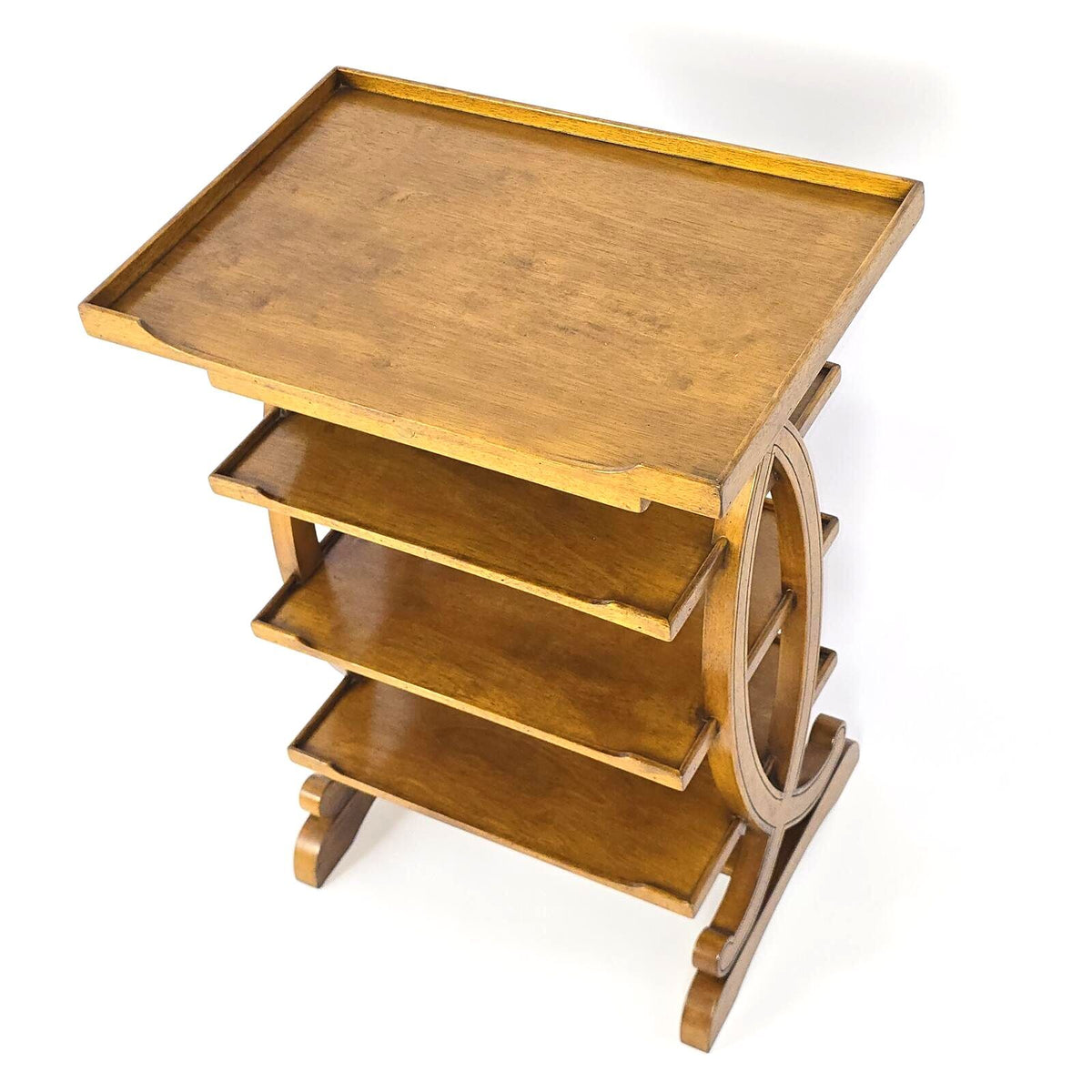 Vintage Charles X Style Fruitwood Four Tier Etagere Side Table Drawer