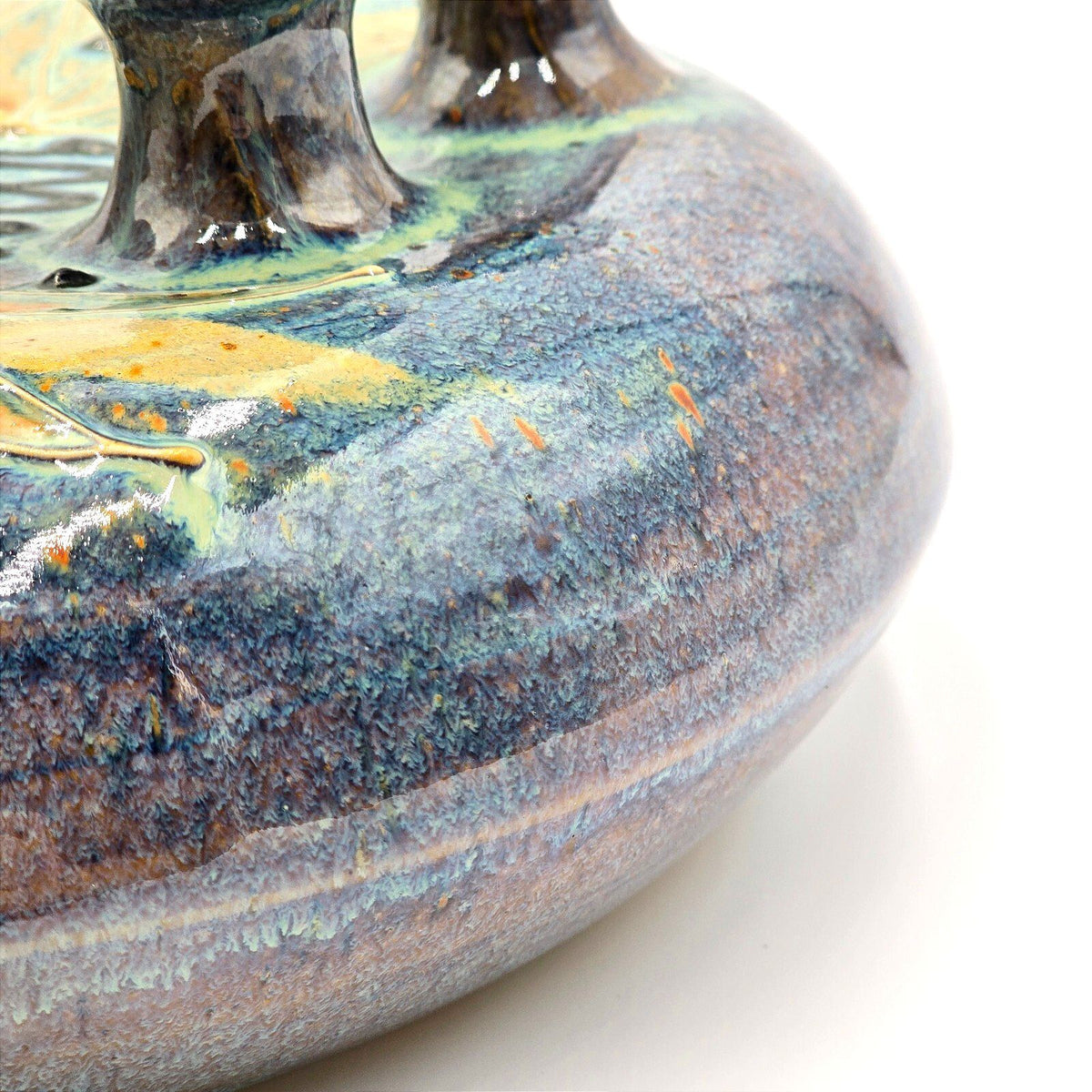 Signed Vintage Studio Pottery Five Neck Flower Arranger Vase Art Pottery