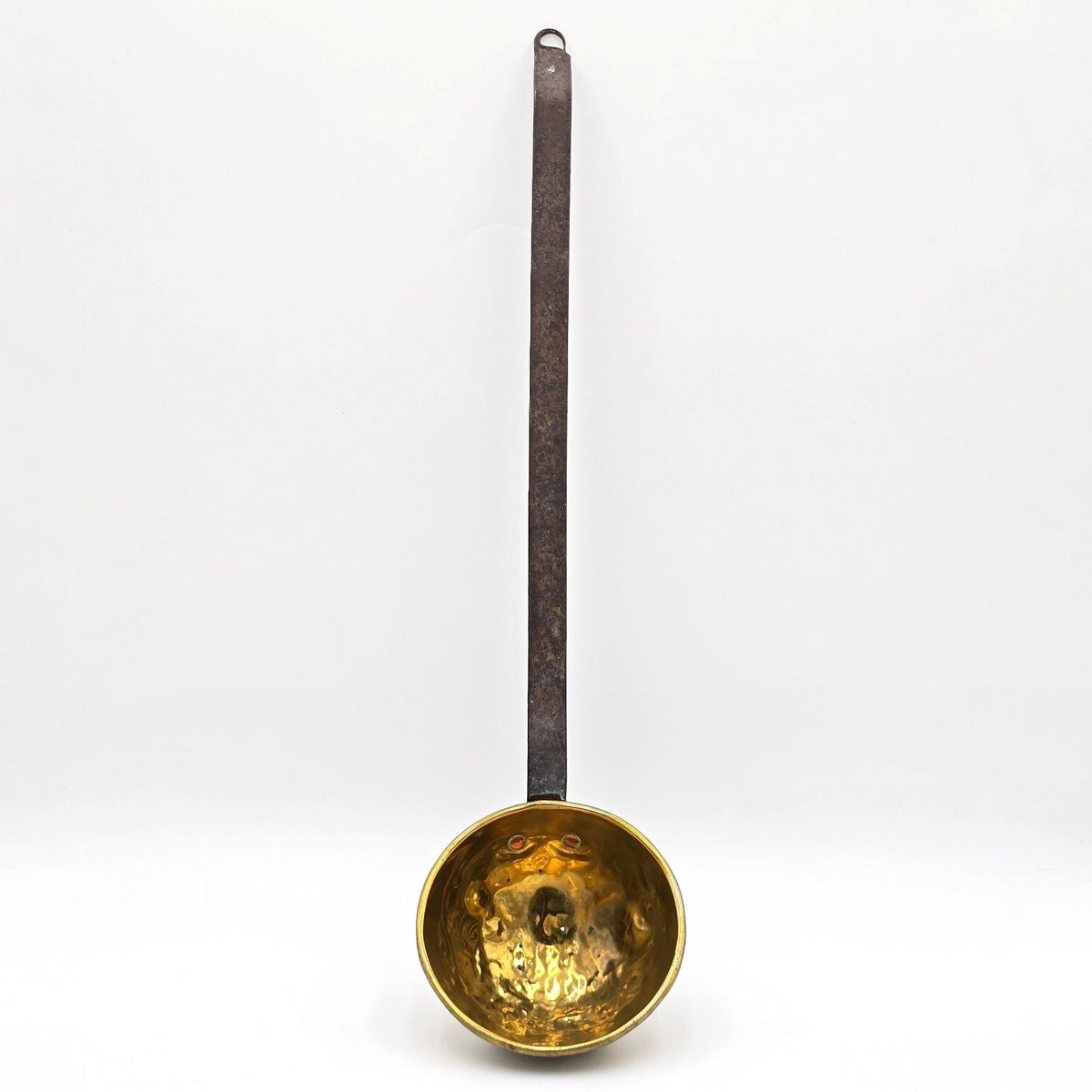 Antique Style Brass Iron Hearth Ladle Dipper 20in Long Handle Primitive Decor