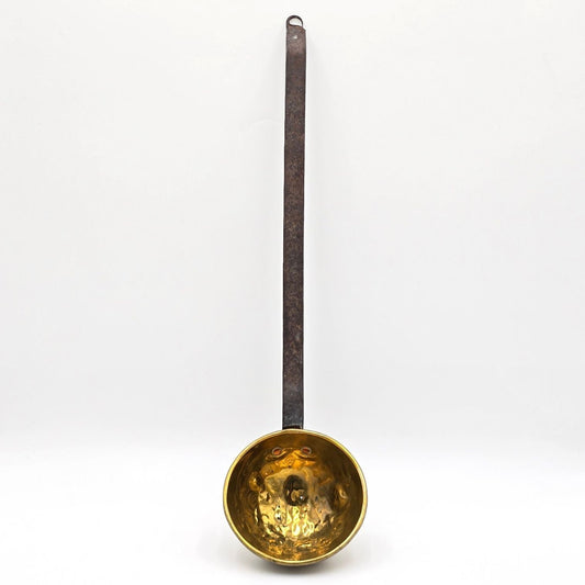 Antique Style Brass Iron Hearth Ladle Dipper 20in Long Handle Primitive Decor