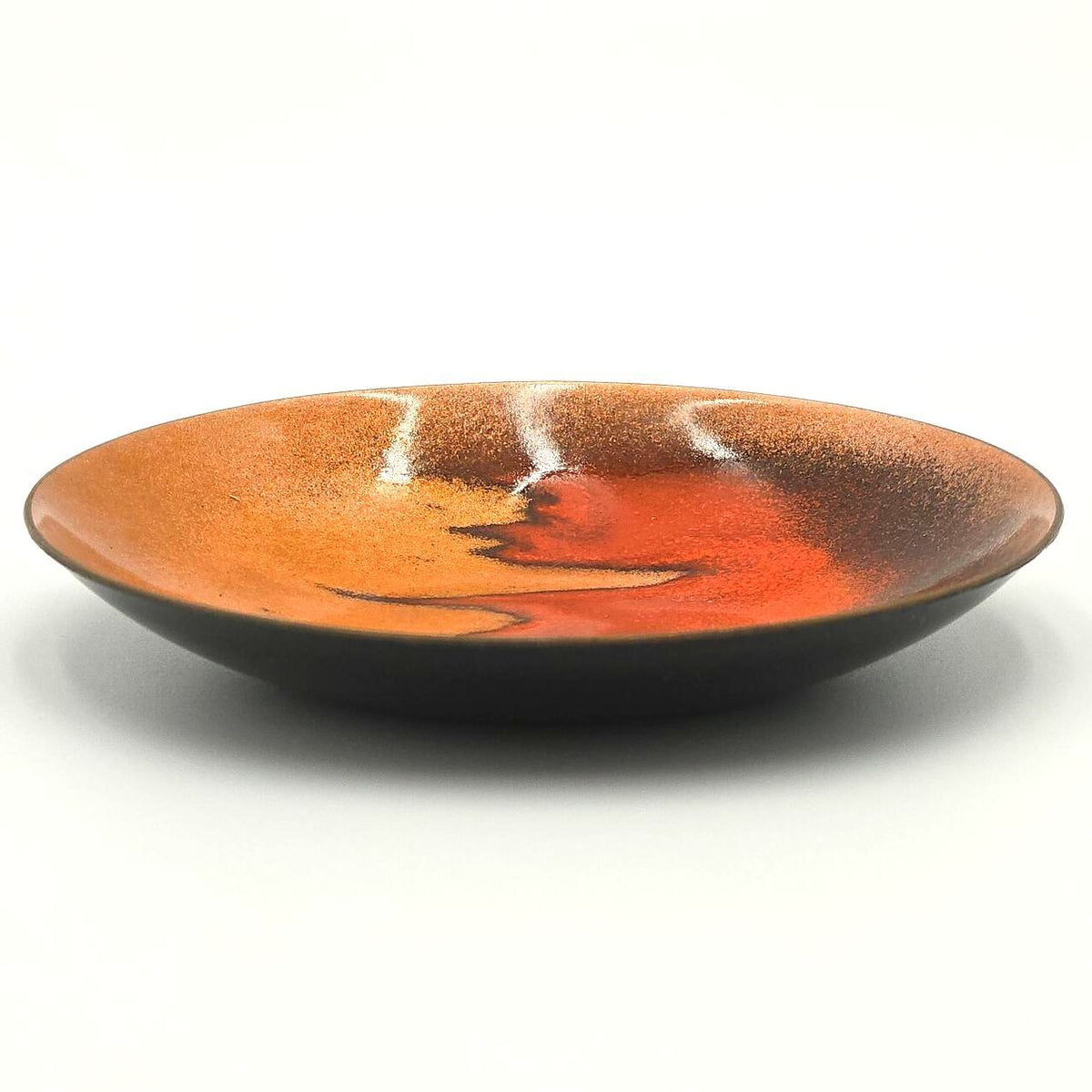 Vintage Bovano of Cheshire Enamel on Copper Trinket Dish MCM Abstract 4"