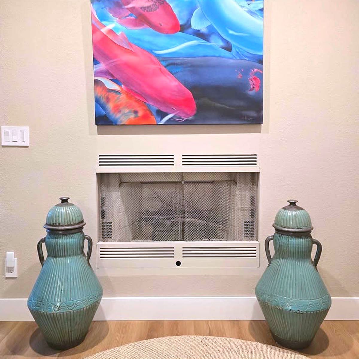 Pair Large Moroccan Turquoise Crackle Glaze Lidded Ceramic Urns 31in