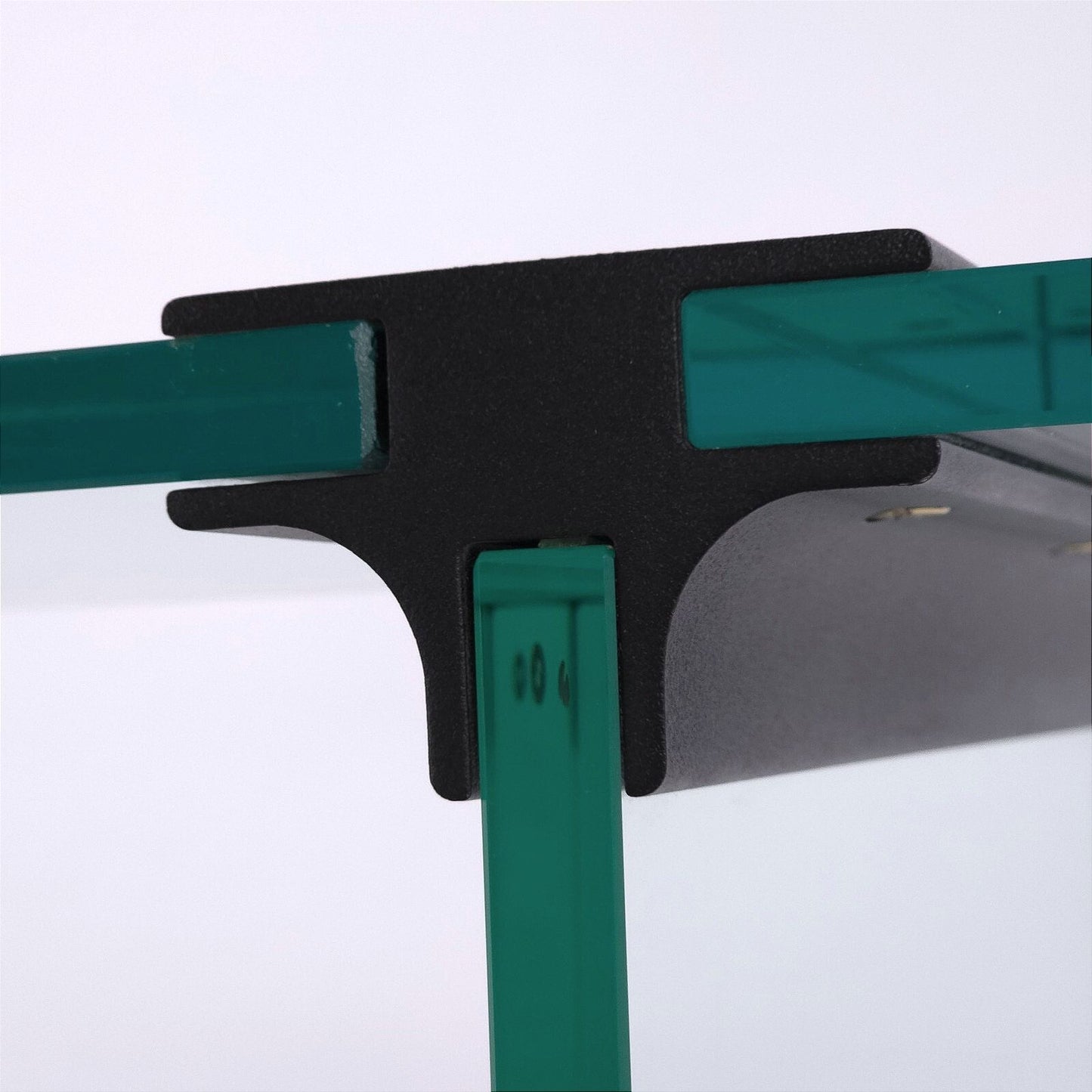Modern Minimalist Glass Console Table with Black Metal Brackets