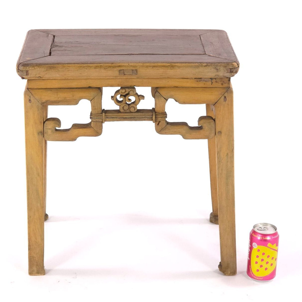 Antique Chinese Ming Style Elmwood Yumu Side Table Carved Scrollwork