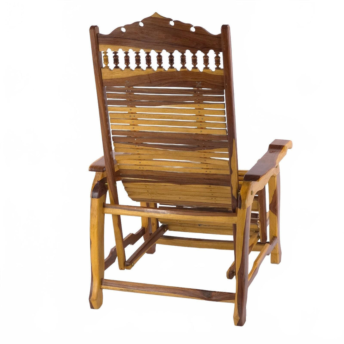 Andre Arbus Style Reclining Chaise Lounge Chair - Carved Hardwood Accent Chair