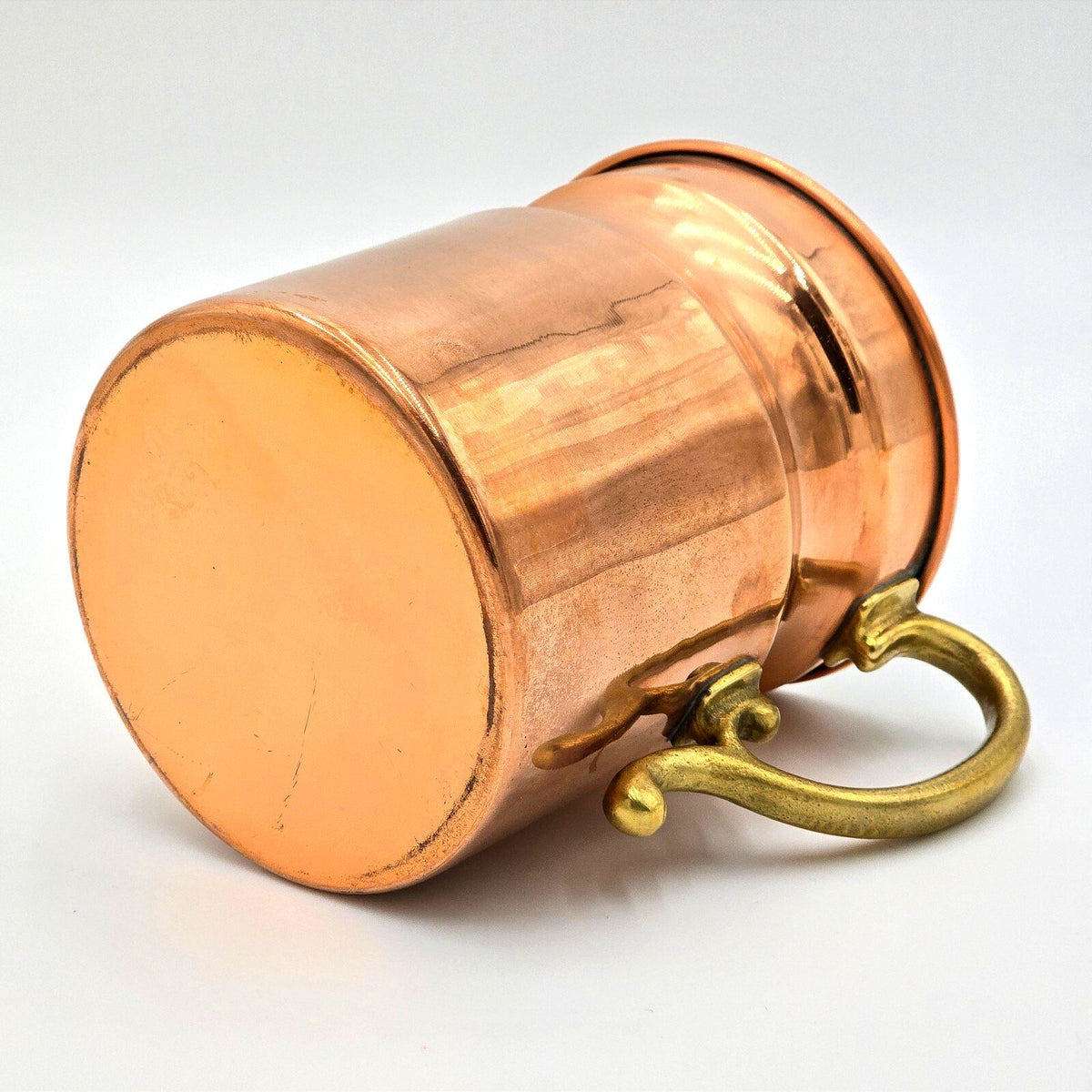 Vintage Copper Tankard Mug Brass Handle Lined Interior Rustic Barware