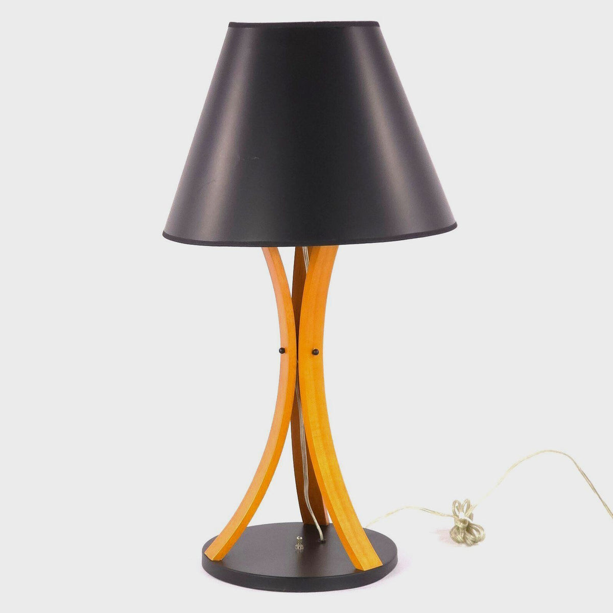 Vintage-Style Bentwood Tripod Table Lamp With Black Shade