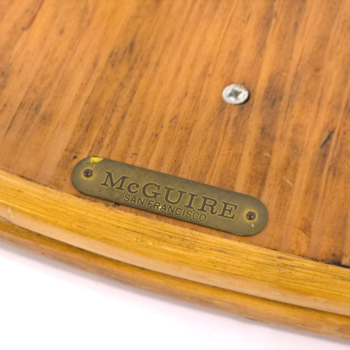 Vintage McGuire San Francisco Oak Demilune Side Tables Stools Pair