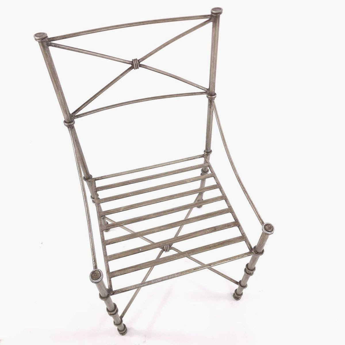 Vintage Giacometti Style Wrought Iron Armchair, Pier 1 Medici Pewter Chair