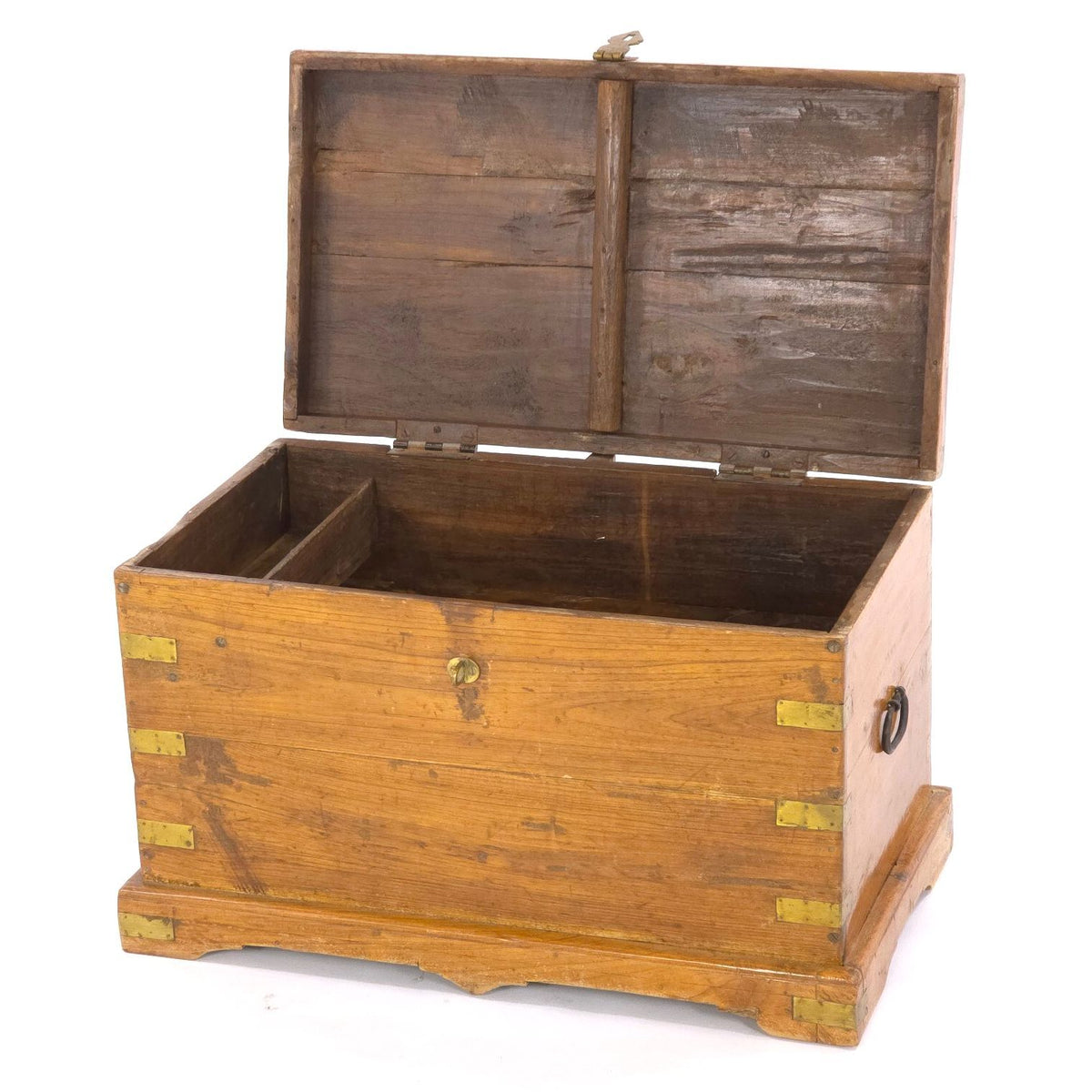 Anglo Indian Malabar Coast Teak Brass Bound Campaign Travel Trunk