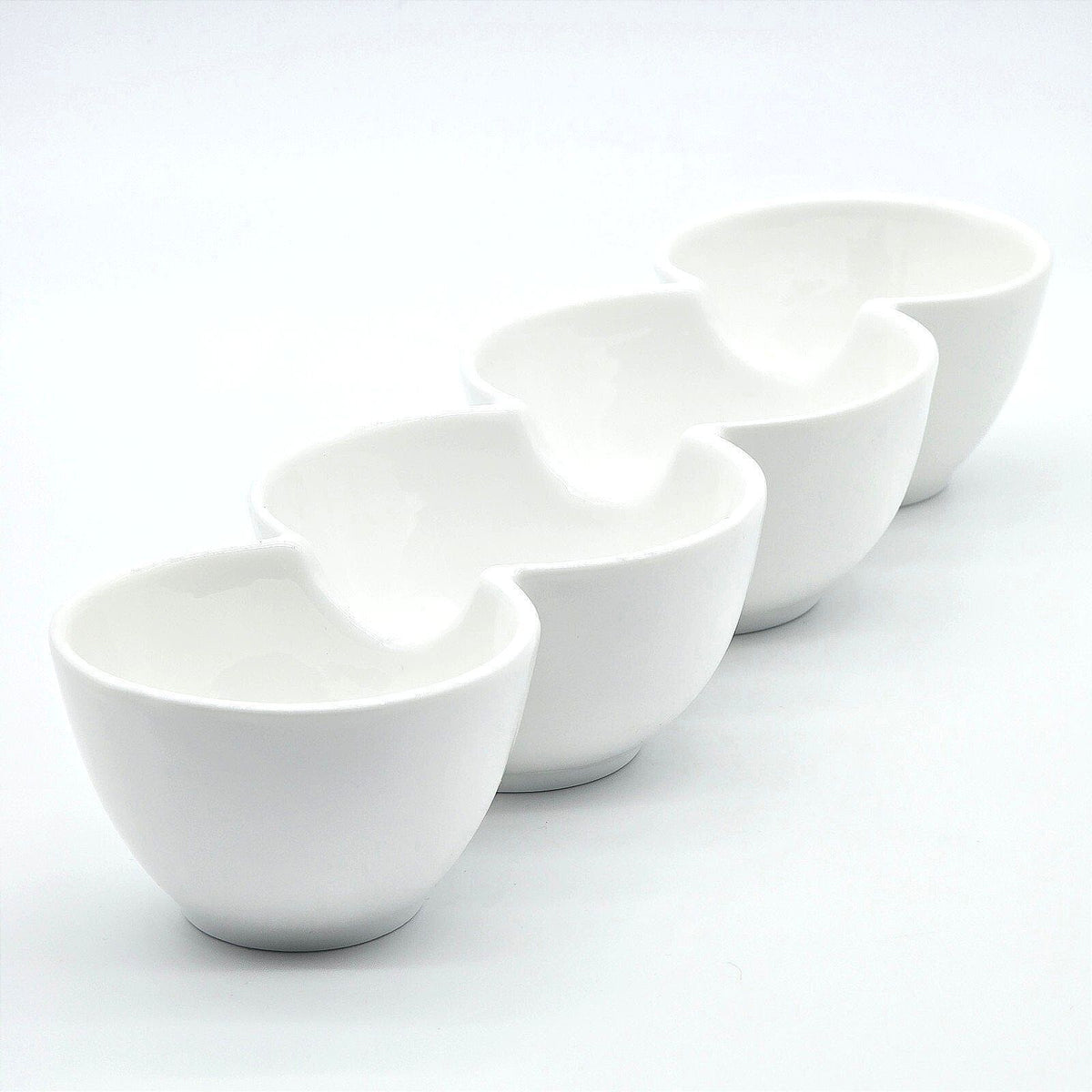 Crate & Barrel White Porcelain 4 Bowl Connected Condiment Serving Dish