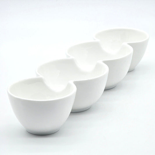 Crate & Barrel White Porcelain 4 Bowl Connected Condiment Serving Dish
