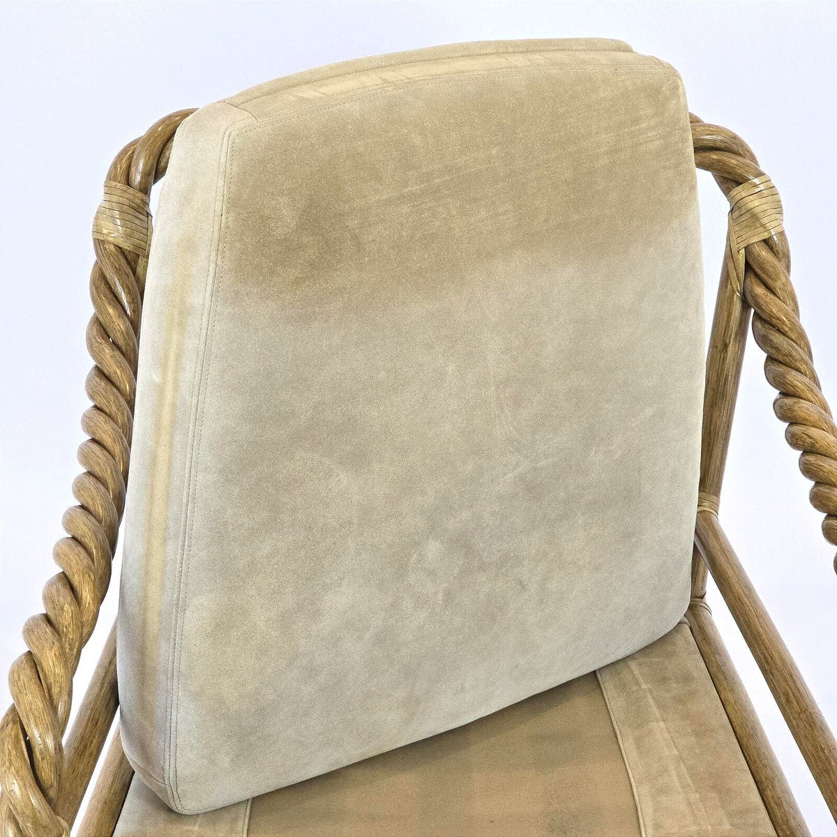 Vintage McGuire Twisted Rattan Lounge Chair Rawhide Organic Modern