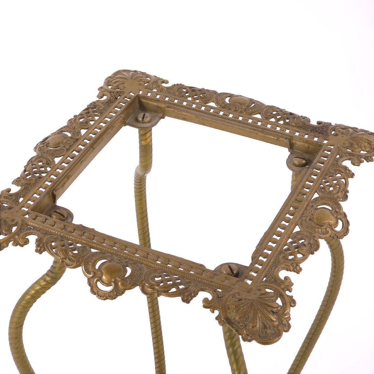 Antique Victorian Pierced Brass and Marble/Onyx Plant Stand
