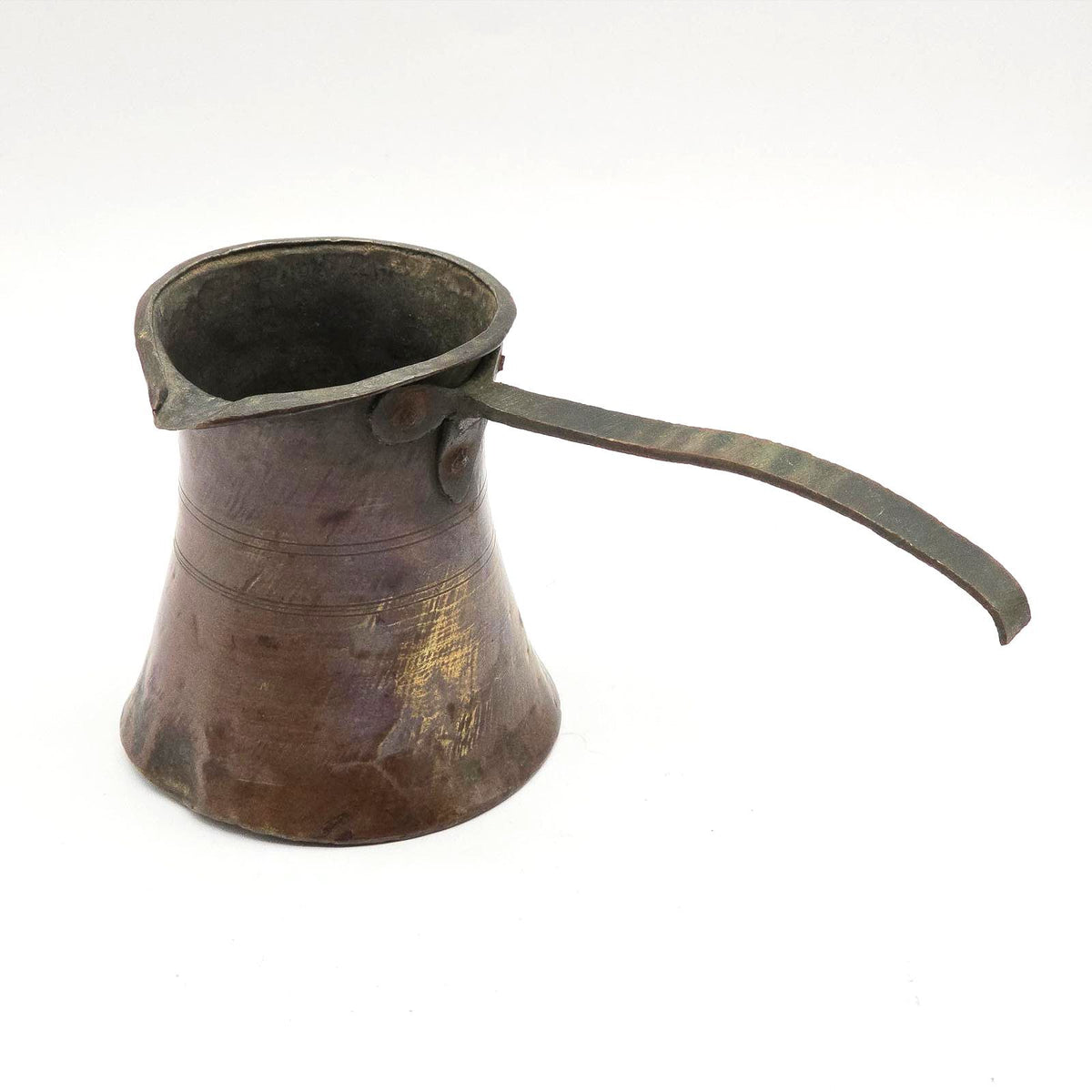 Antique Turkish Copper Cezve Ibrik Coffee Pot Long Iron Handle