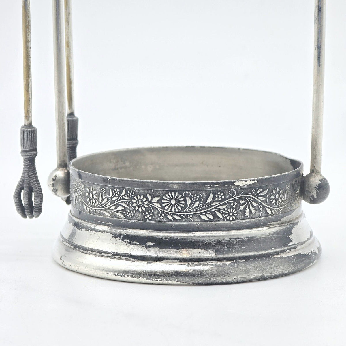 Antique WM Rogers Mfg Co Quadruple Plate Pickle Castor Stand w/ Tongs 458