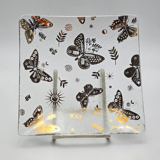 Vintage George Briard MCM Whimsical Butterfly Glass Serving Piece — full view