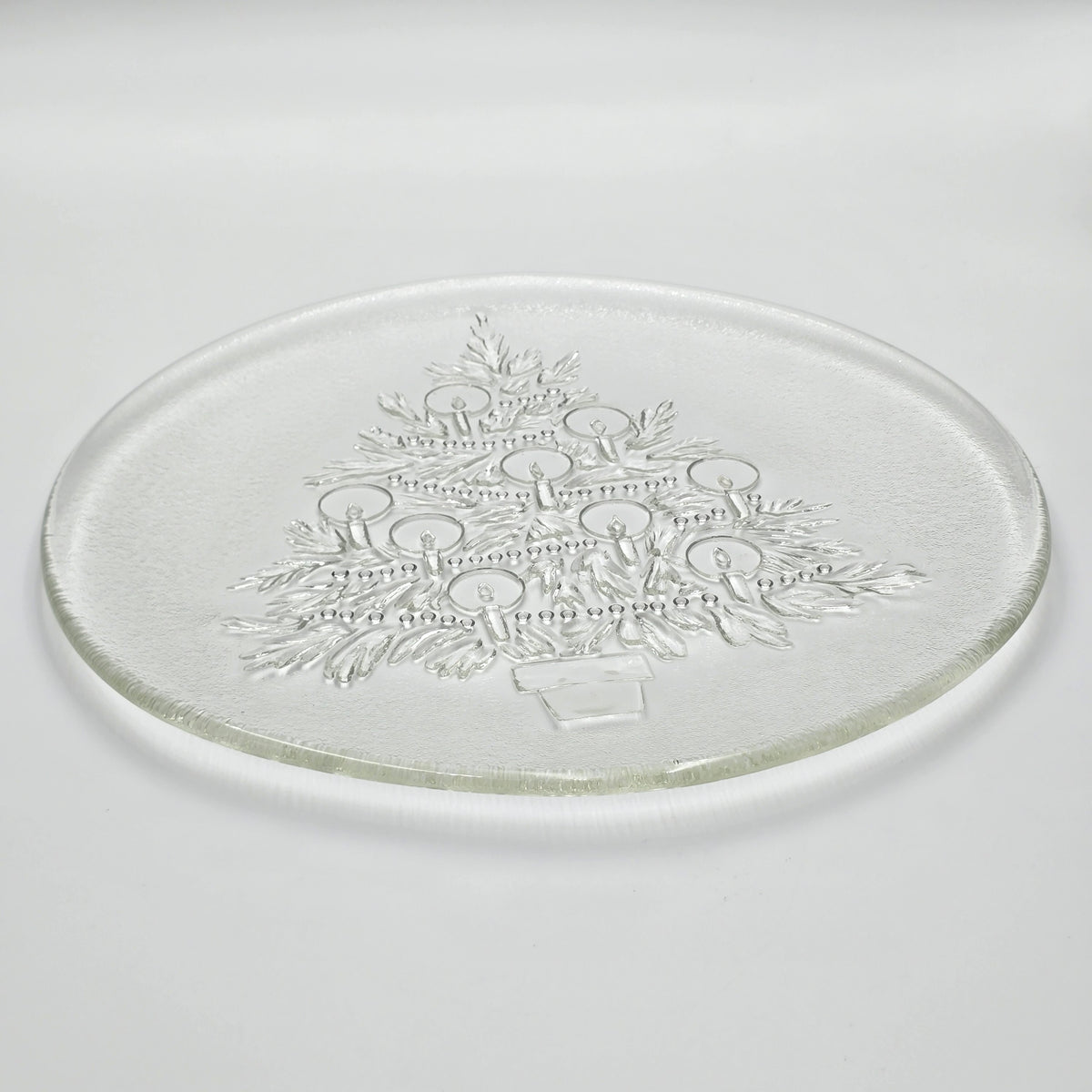 Vintage L.E. Smith Christmas Tree 13" Glass Platter — additional view