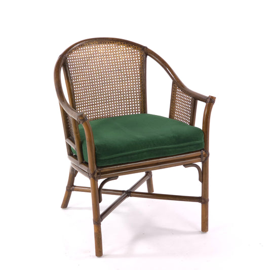 Vintage McGuire Style Faux Bamboo and Rattan Cane Chair — full view