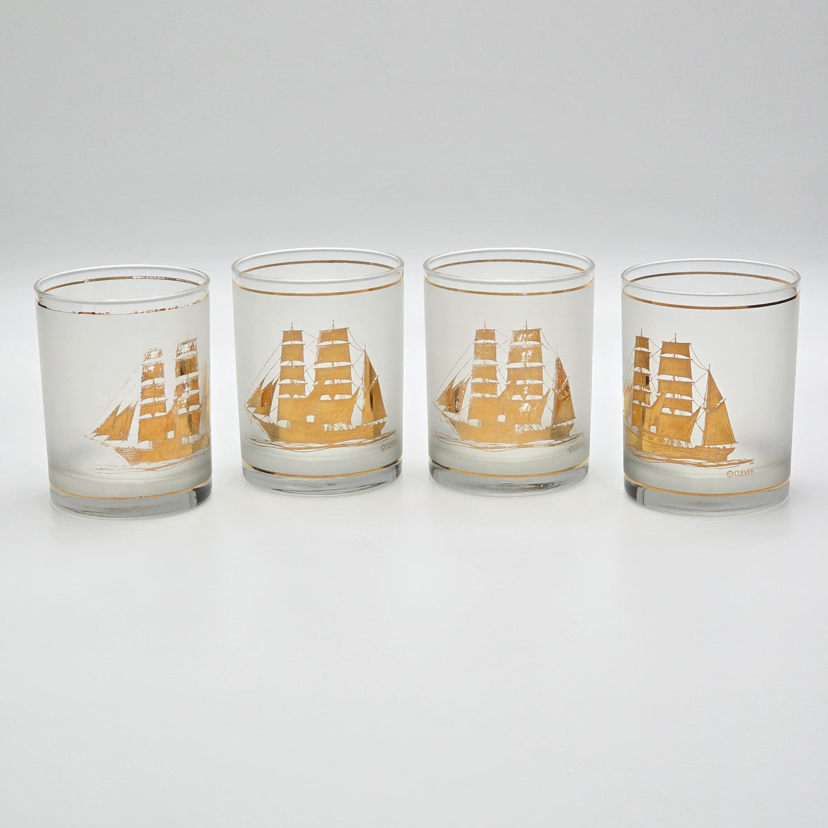 Vintage MCM Culver Ltd Schooner Ship Glasses — additional view