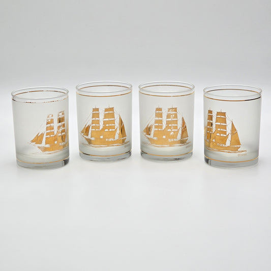 Vintage MCM Culver Ltd Schooner Ship Glasses — additional view